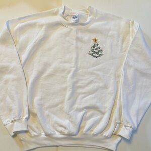 White Christmas Tree Sweater Handmade Stitching Medium